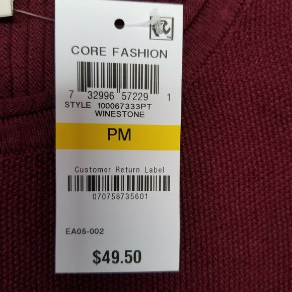 Style & Co Womens Ribbed-Knit High-Low Tunic Sweater Size PM Winestone Red New - Picture 5 of 8